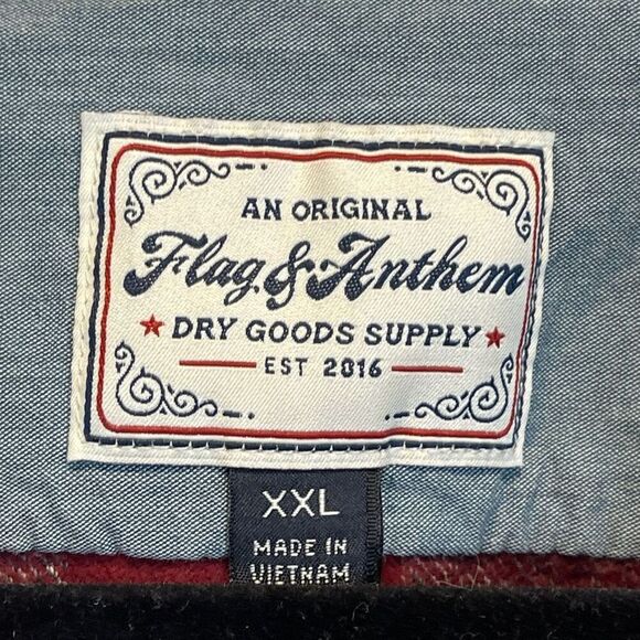 FLAG & ANTHEM Shirt Men’s 2XL Red Gray Checkered Harrells Flannel Long Sleeve - Picture 5 of 15